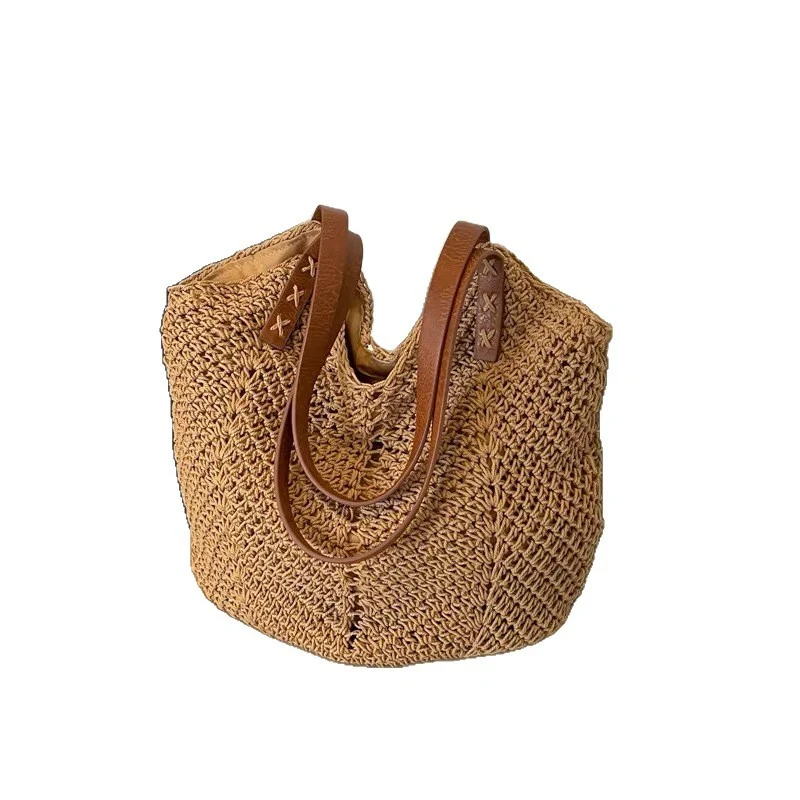 Handgefertigte Strandtasche mit eleganten Ledergriffen Skanto