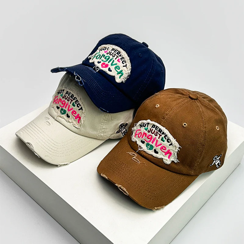 Damen Baseballkappe aus Baumwolle im Used-Look mit inspirierender Stickerei, Skanto