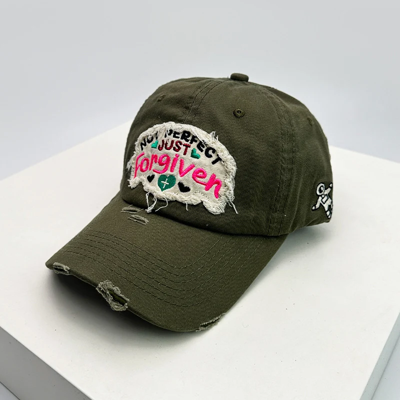 Damen Baseballkappe aus Baumwolle im Used-Look mit inspirierender Stickerei, Skanto