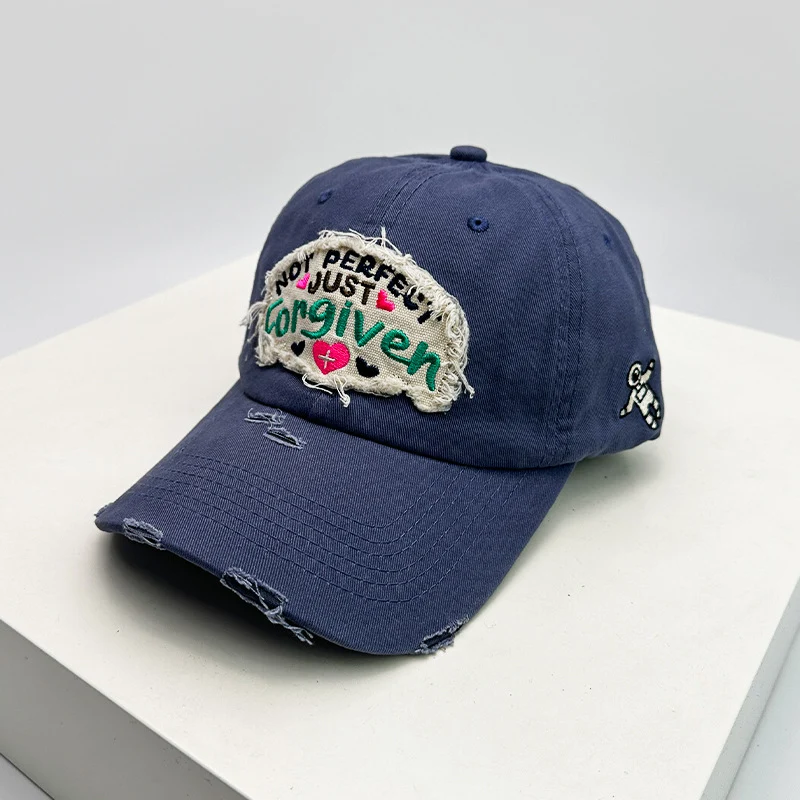Damen Baseballkappe aus Baumwolle im Used-Look mit inspirierender Stickerei, Skanto