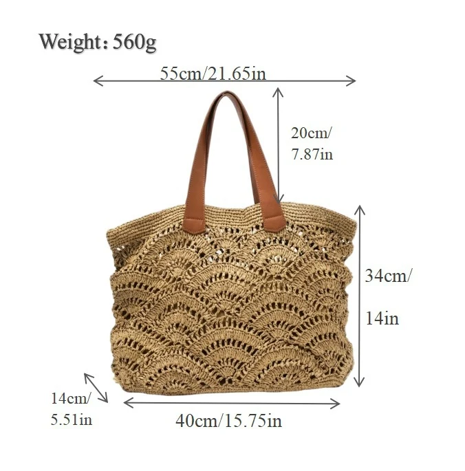 Handgefertigte Strandtasche mit elegantem Wellendesign Skanto