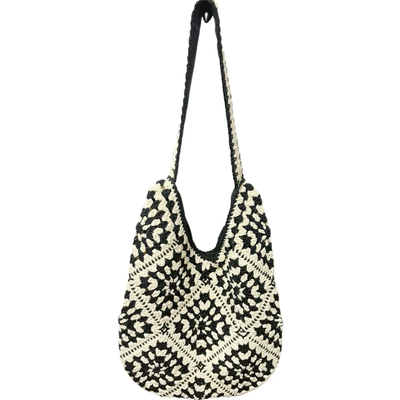 Handgeknüpfte Schultertasche mit Blumenmotiven Skanto