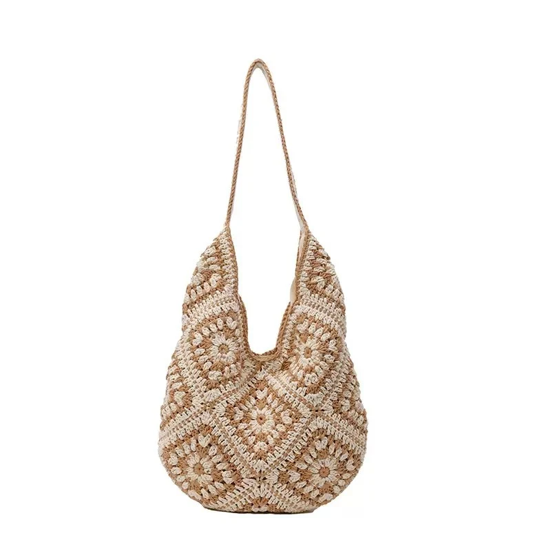 Handgeknüpfte Schultertasche mit Blumenmotiven Skanto