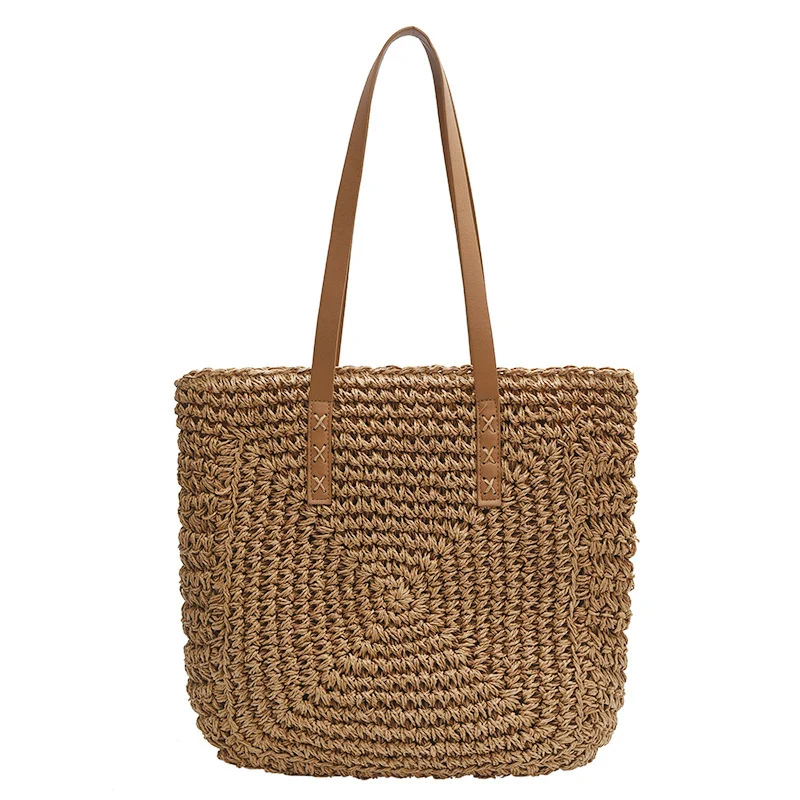 Geflochtene Strandtasche mit eleganten Lederdetails Skanto