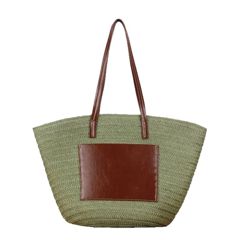Trendige Korbtasche mit Lederdetails Skanto