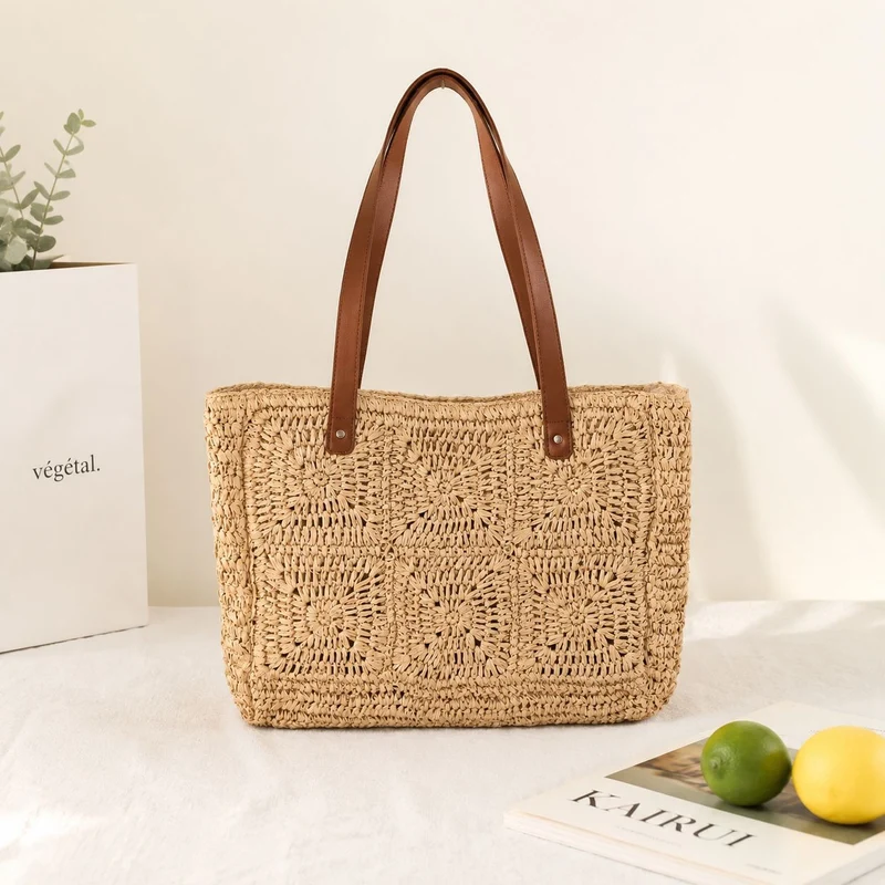 Geflochtene Jutetasche mit Ledergriff Skanto