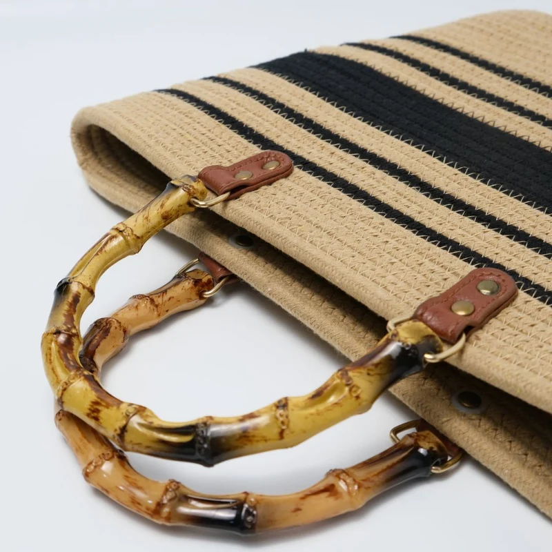 Strandtasche mit Bambusgriff und Streifen-Design Skanto