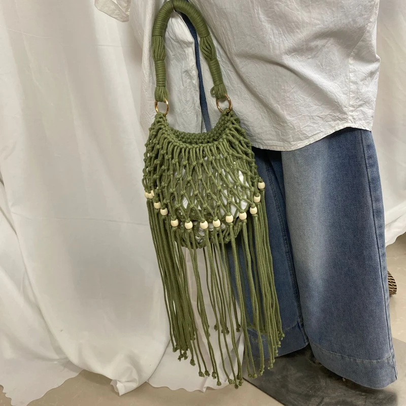 Handgeknüpfte Umhängetasche mit Quaste Skanto