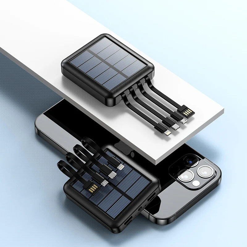 Tragbare Solar-Powerbank mit integrierten Ladekabeln und effizienter Schnellladung Skanto
