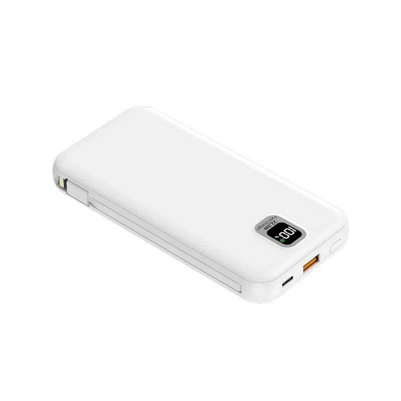 Tragbare Powerbank mit integriertem Ladekabel und LED-Anzeige Skanto