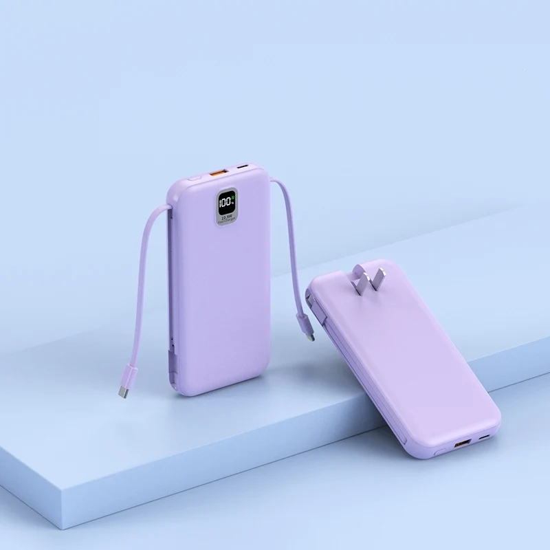 Tragbare Powerbank mit integriertem Ladekabel und LED-Anzeige Skanto