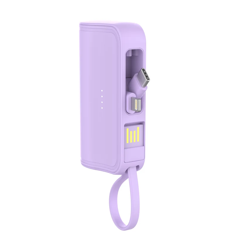 Tragbare Powerbank mit integriertem Ladekabel und digitaler Kapazitätsanzeige Skanto
