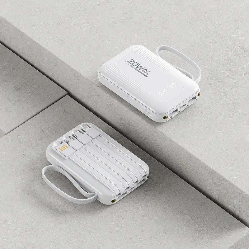 Tragbare Powerbank mit integriertem Kabelsystem und LED-Anzeige Skanto