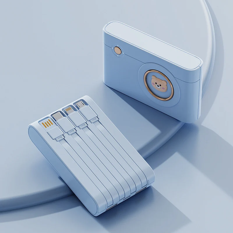 Tragbare Powerbank mit integriertem Kabelsystem und innovativen Ladefunktionen Skanto