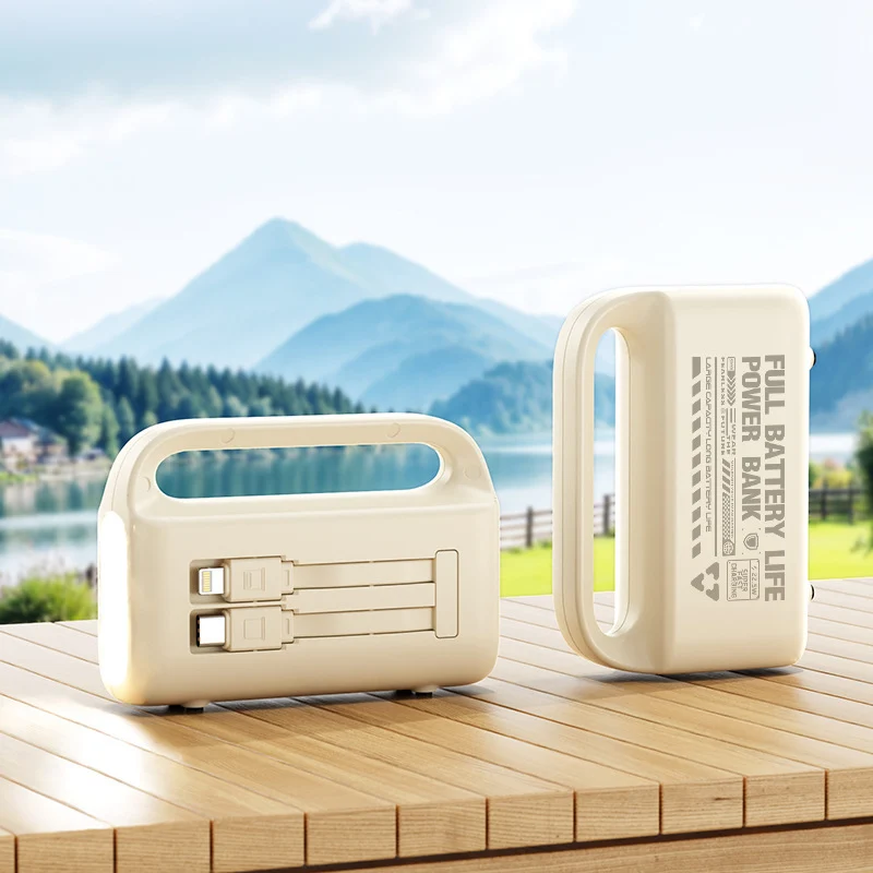 Tragbare Powerbank mit integriertem Kabel und ergonomischem Design Skanto