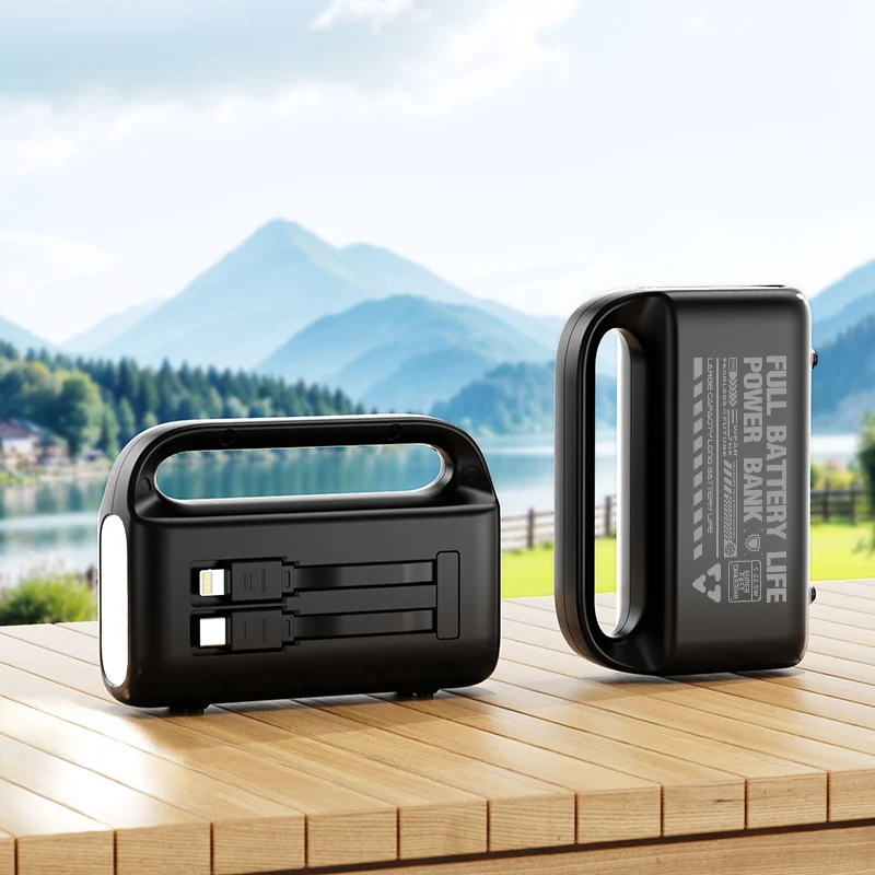 Tragbare Powerbank mit integriertem Kabel und ergonomischem Design Skanto