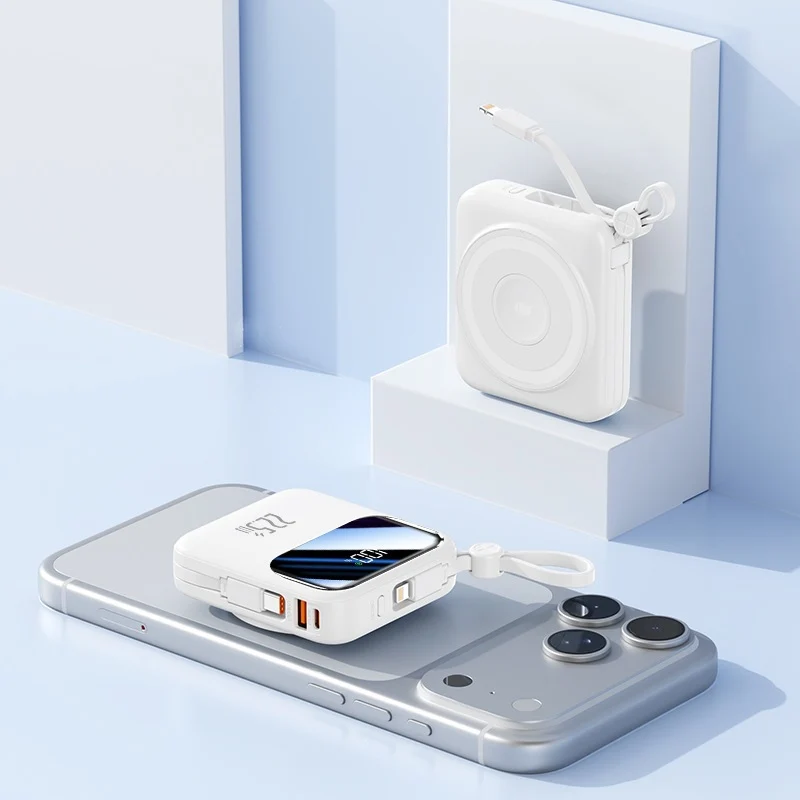 Tragbare Powerbank mit innovativem Kabelmanagement und Schnellladefunktion Skanto