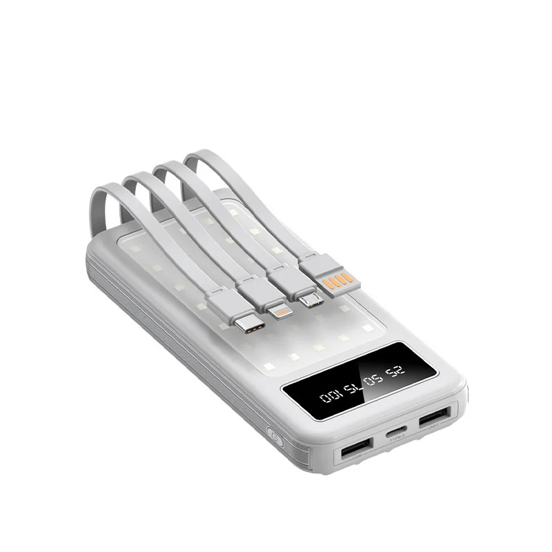 Tragbare Powerbank mit digitaler Ladeanzeige und integriertem Kabelsystem Skanto