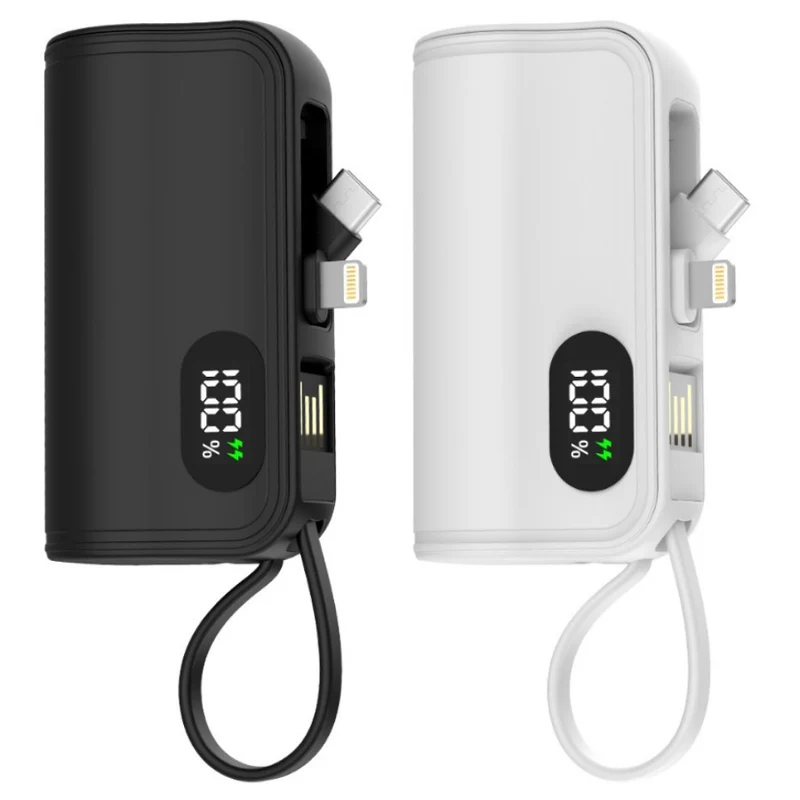 Tragbare Powerbank mit multifunktionalem Ladekabel und Digitalanzeige Skanto