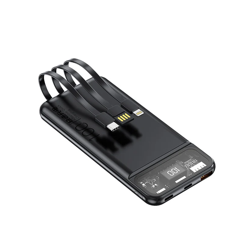 Tragbare Powerbank mit multifunktionalem Kabelsystem und Digitalanzeige Skanto