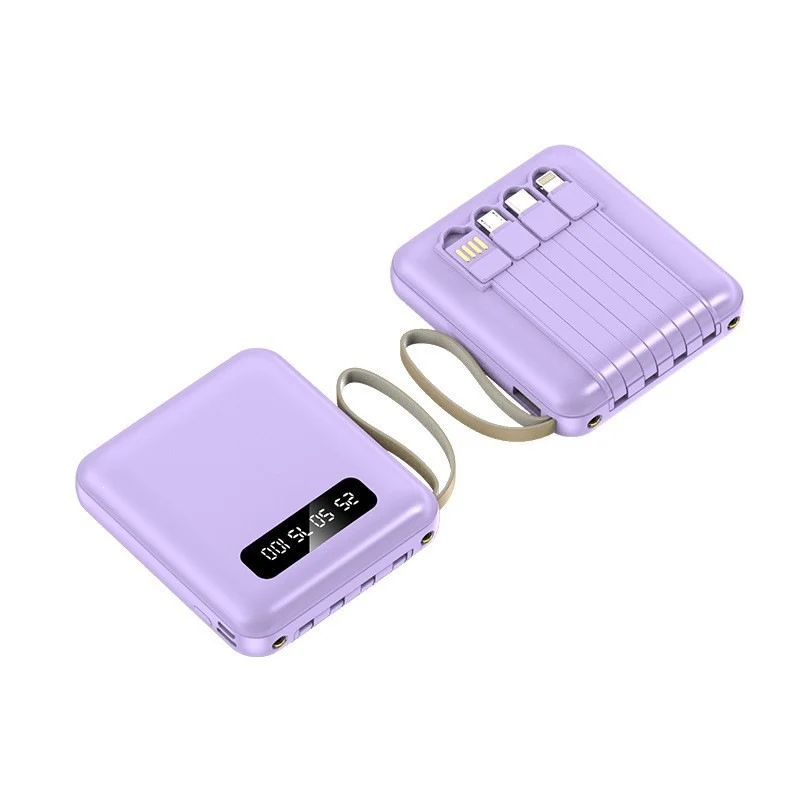 Kompakte Powerbank mit integriertem Ladekabel-System und Digitalanzeige Skanto