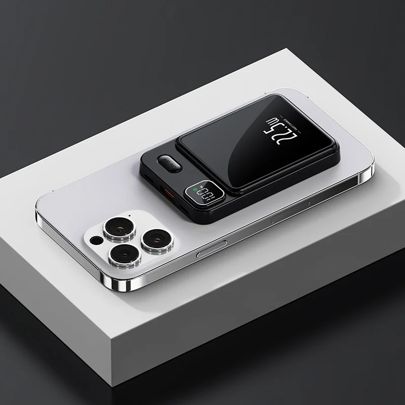 Tragbare Powerbank mit kabelloser Ladefunktion und intelligenter LED-Anzeige Skanto