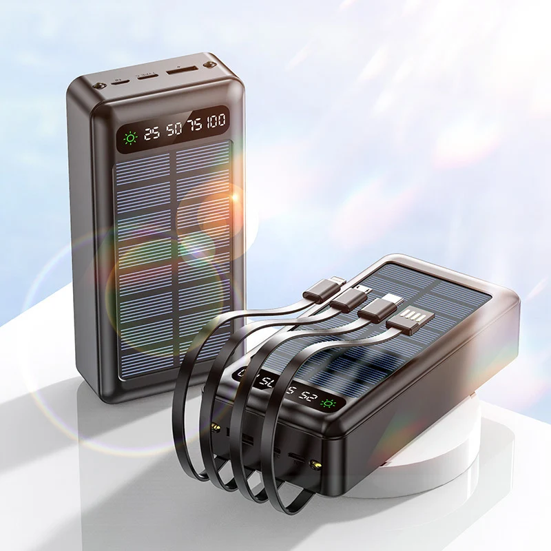 Solar-Powerbank mit integrierten Schnellladeanschlüssen und digitaler Kapazitätsanzeige Skanto