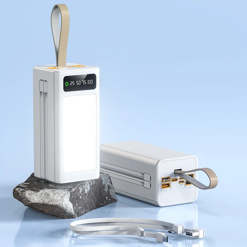 Modernste Powerbank mit integrierter LED-Beleuchtung und multifunktionalem Kabelsystem Skanto