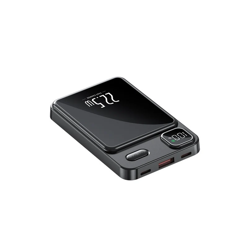 Tragbare Powerbank mit kabelloser Ladefunktion und digitalem Display Skanto