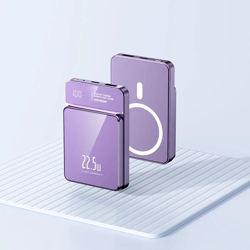 Tragbare Powerbank mit kabelloser Ladefunktion und digitaler Temperaturanzeige Skanto