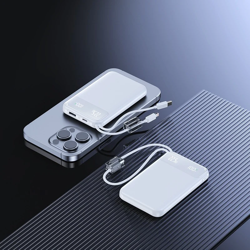 Schlanke Powerbank mit digitaler Ladeanzeige und Schnellladefunktion Skanto
