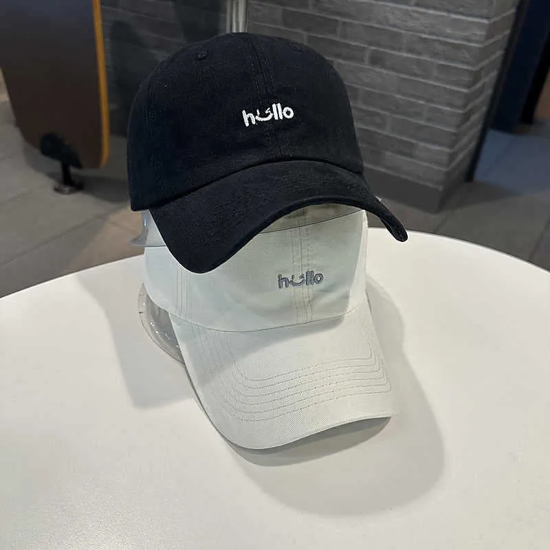 Unisex Lässige Baumwoll-Baseball-Cap mit Besticktem „Hello“ Skanto