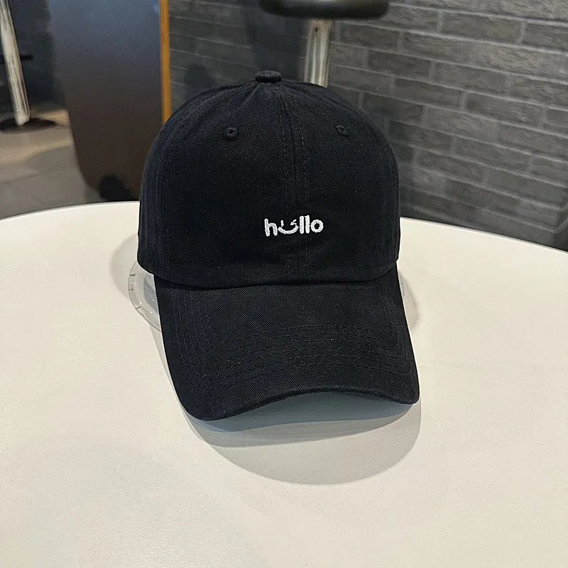 Unisex Lässige Baumwoll-Baseball-Cap mit Besticktem „Hello“ Skanto