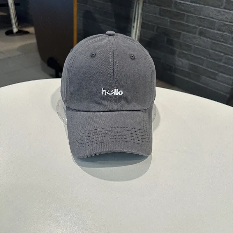 Unisex Lässige Baumwoll-Baseball-Cap mit Besticktem „Hello“ Skanto