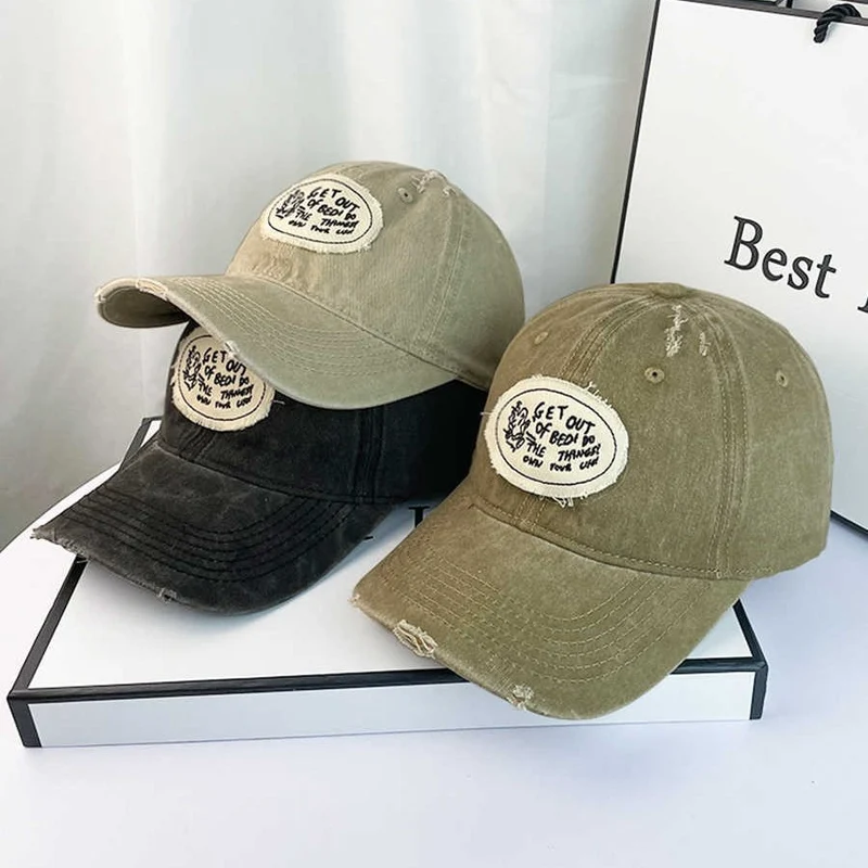 Lässige Distressed-Baumwoll-Baseballkappe für Damen Skanto