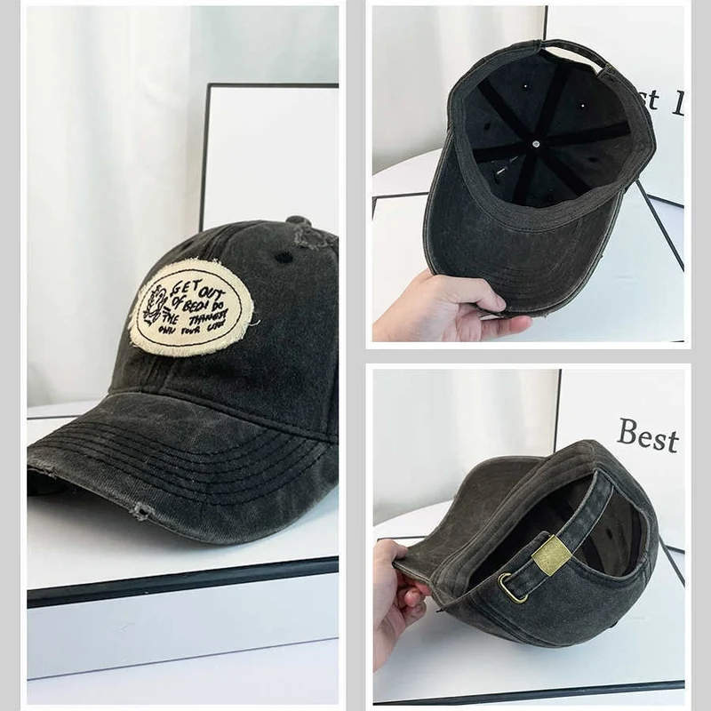 Lässige Distressed-Baumwoll-Baseballkappe für Damen Skanto