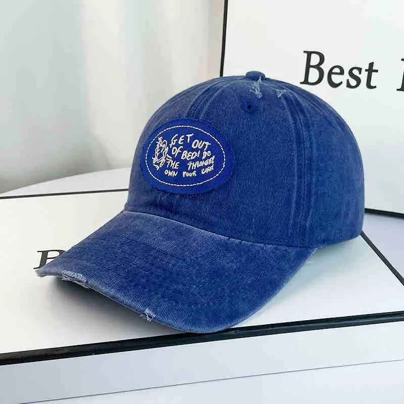 Lässige Distressed-Baumwoll-Baseballkappe für Damen Skanto