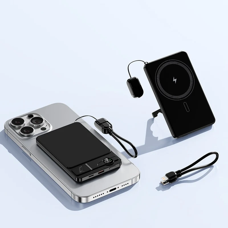 Tragbare Powerbank mit integrierter kabelloser Ladetechnologie und Dual-Schnellladefunktion Skanto