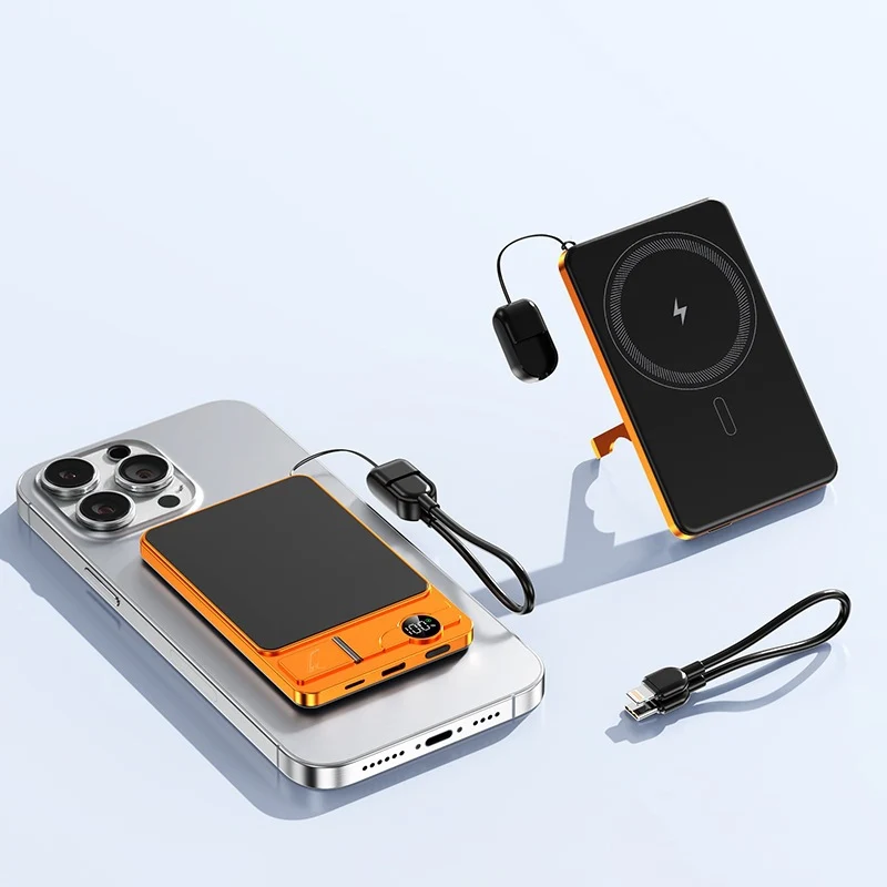 Tragbare Powerbank mit integrierter kabelloser Ladetechnologie und Dual-Schnellladefunktion Skanto