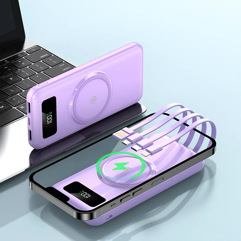 Tragbare Powerbank mit integriertem Qi-Laden und Digitalanzeige Skanto