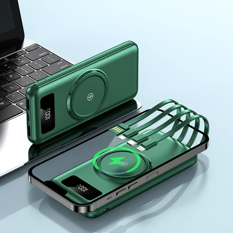 Tragbare Powerbank mit integriertem Qi-Laden und Digitalanzeige Skanto