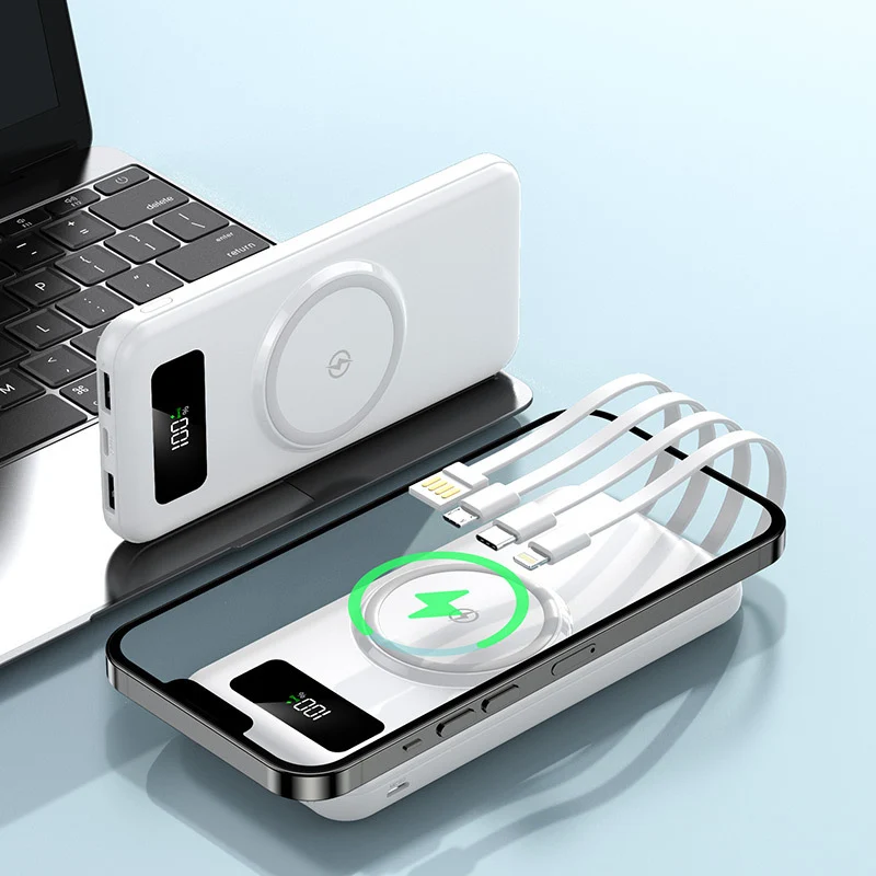 Tragbare Powerbank mit integriertem Qi-Laden und Digitalanzeige Skanto