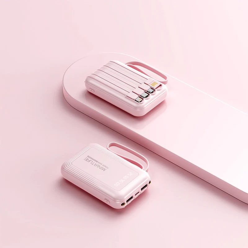 Praktische Powerbank mit kabellosem Schnellladen und integriertem Kabelsystem Skanto