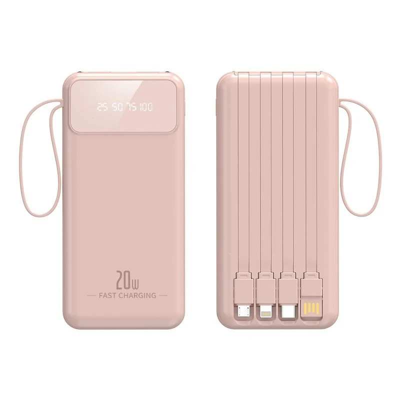 Powerbank mit multifunktionalen Ladekabeln und digitaler Ladeanzeige Skanto