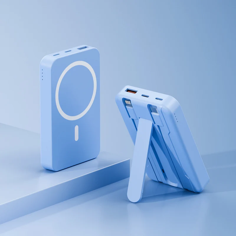 Powerbank mit integrierter Standfunktion und kabelloser Ladeoption Skanto