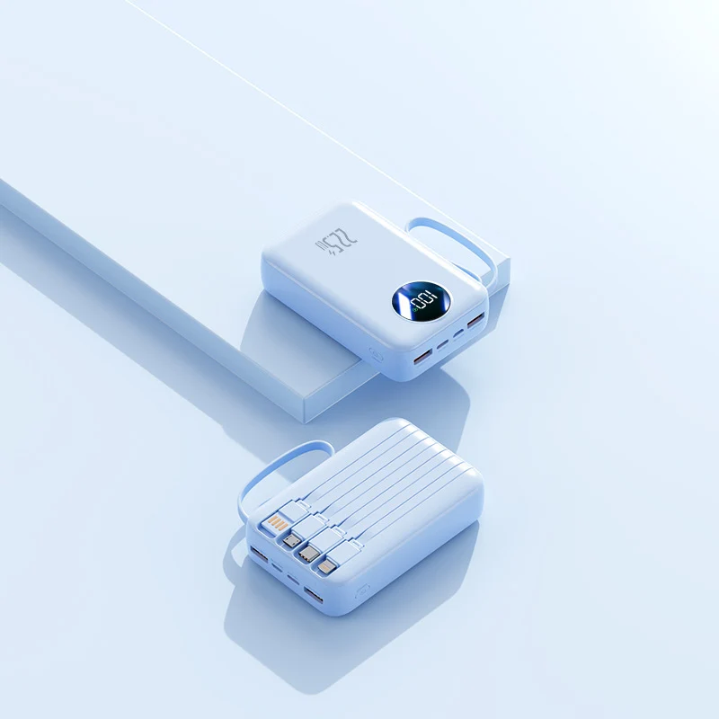 Tragbare Powerbank mit integrierter digitaler Kapazitätsanzeige und flexiblem Kabelmanagement Skanto