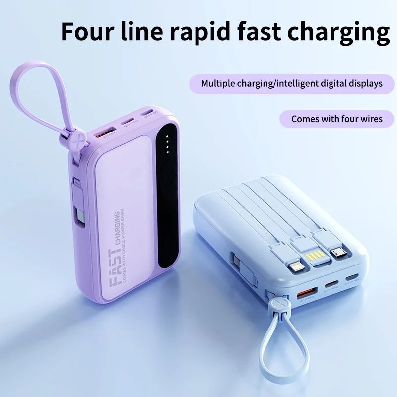 Tragbare Powerbank mit integrierten Schnellladeanschlüssen und Multifunktionskabel Skanto