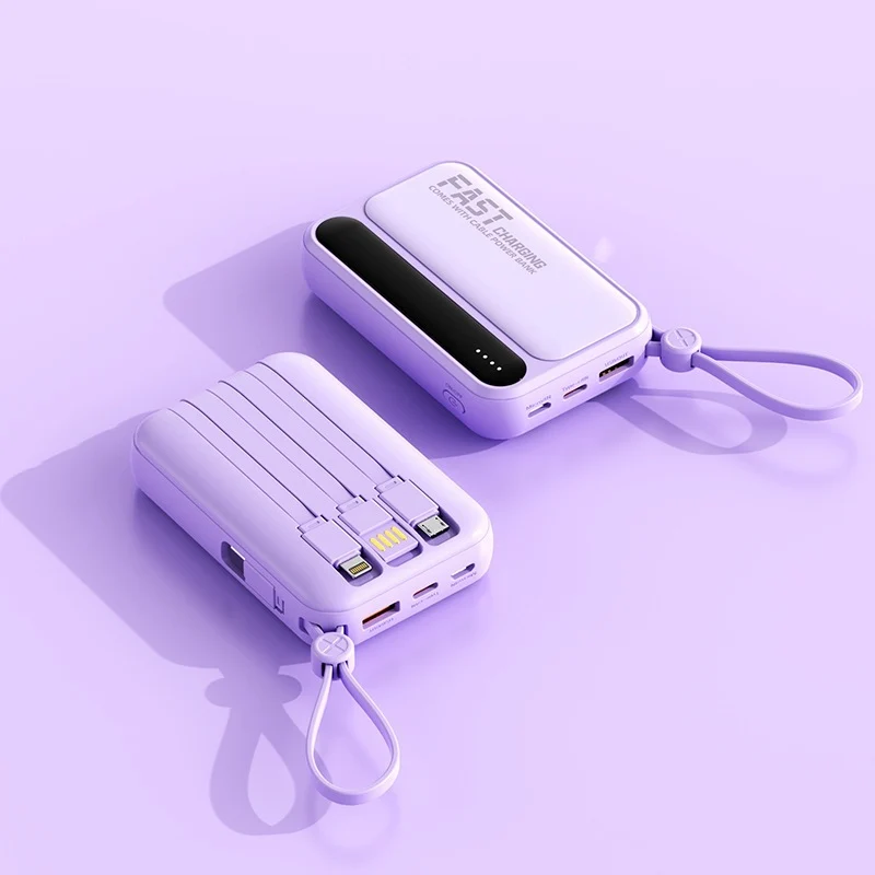 Tragbare Powerbank mit integrierten Schnellladeanschlüssen und Multifunktionskabel Skanto