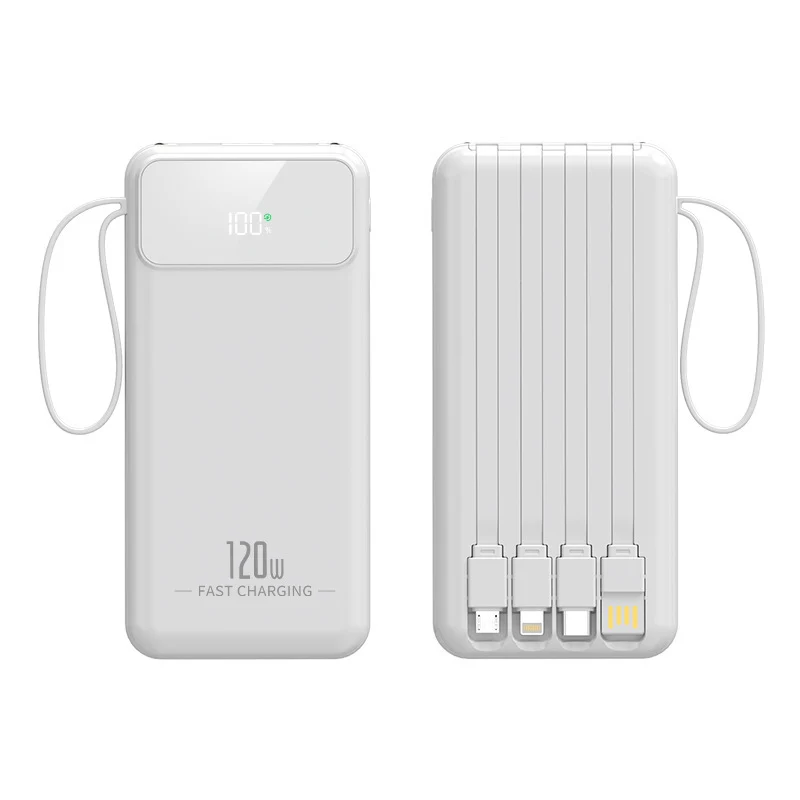 Powerbank mit integrierten Multifunktions-Ladekabeln und Digitaldisplay Skanto