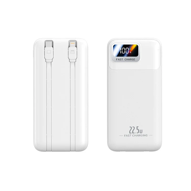Tragbare Powerbank mit integrierten Kabeln und digitaler Ladeanzeige Skanto